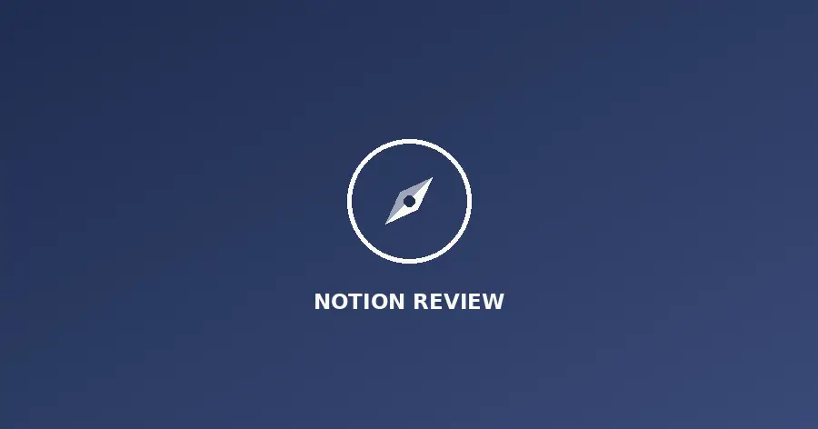 HuntOrbit Notion review cover graphic with compass mark